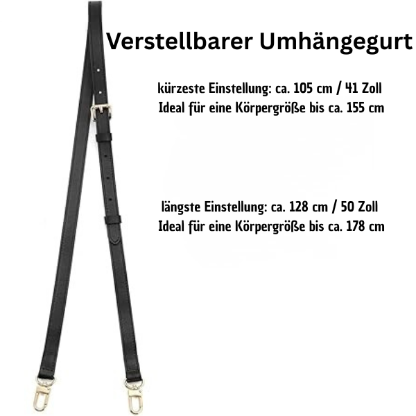 Senral Premium Taschengurt aus Echtleder – Schwarz, Verstellbar, Austauschbarer Schulterriemen